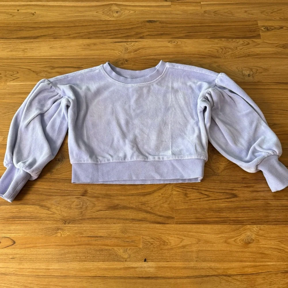 JANIE + JACK Shirt Kids’ 6 Cropped Light Purple Velvety Material Long Sleeve